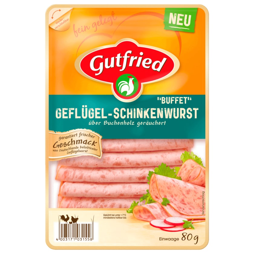 Gutfried Geflügel-Schinkenwurst "Buffet" 80g